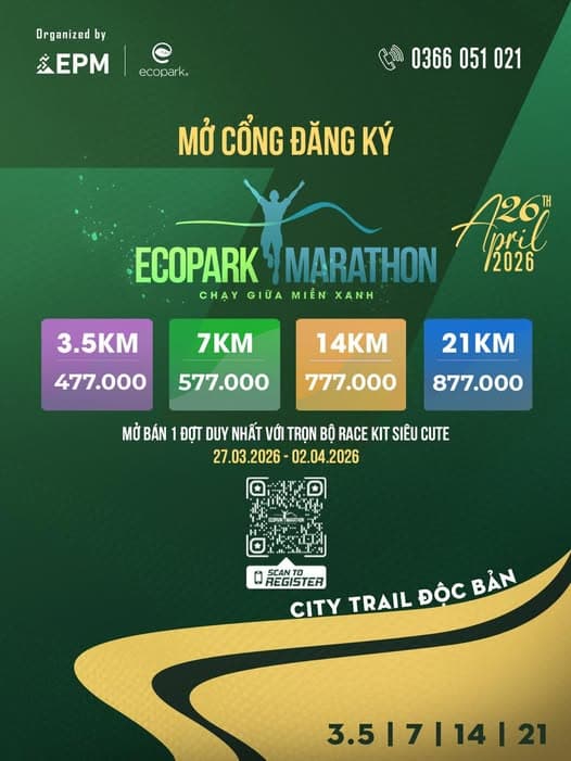 Mở cổng đăng ký standard giải chạy Ecopark City Trail 2026